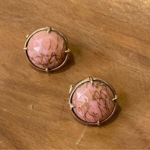 Hobe 1950's Pink & Gold Round Faceted Clip On Earrings